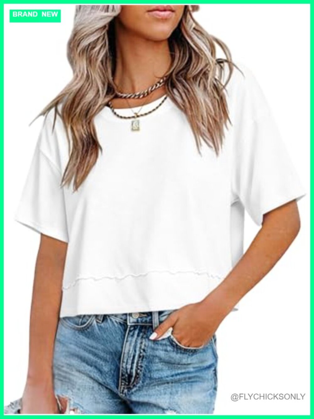 Womens Short Sleeve Cropped T Shirt Casual Basic Crew Neck Tee